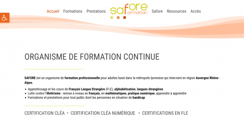 Capture d'écran du site Safore page d'accueil